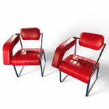 2 chaises en cuir rouge par Eileen Gray pour Alivar