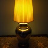 Living room mood lamp, silver metal base, wooden base, pleated lampshade