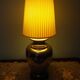 Living room mood lamp, silver metal base, wooden base, pleated lampshade
