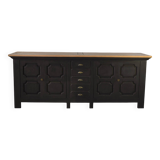 Large 4-door, 5-drawer sideboard in solid oak, 1950s