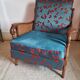 Bridge armchair in wood and cane from the 1950s.