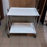 Folding tray with vintage wheels Textable in white formica