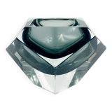 Diamond-Shaped Murano Faceted Glass Sommerso Ashtray/Vide Poche by Flavio Poli for Seguso, Italy