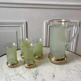 Green granita set consisting of a pitcher and 4 glasses in orangeade 50s