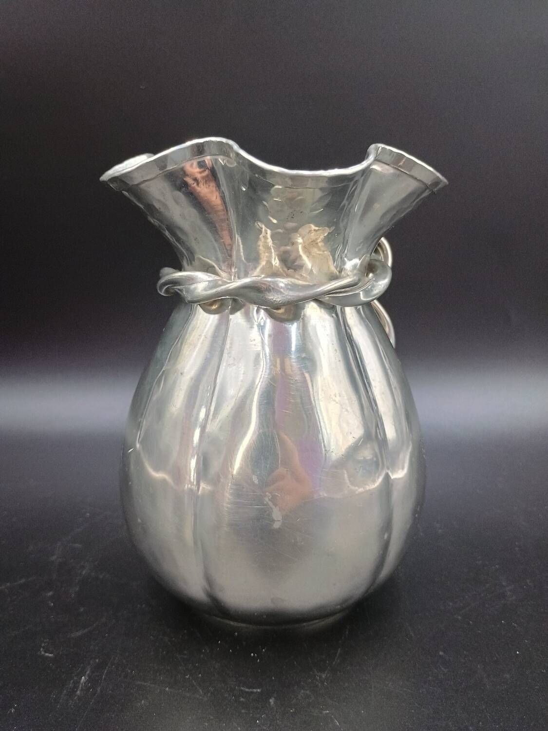 Jean Goardere Silver-plated 95% pewter vase, Art Deco period, circa 1940