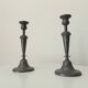 Pair of large old candlesticks in solid pewter
