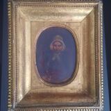 Old painting on wooden panel