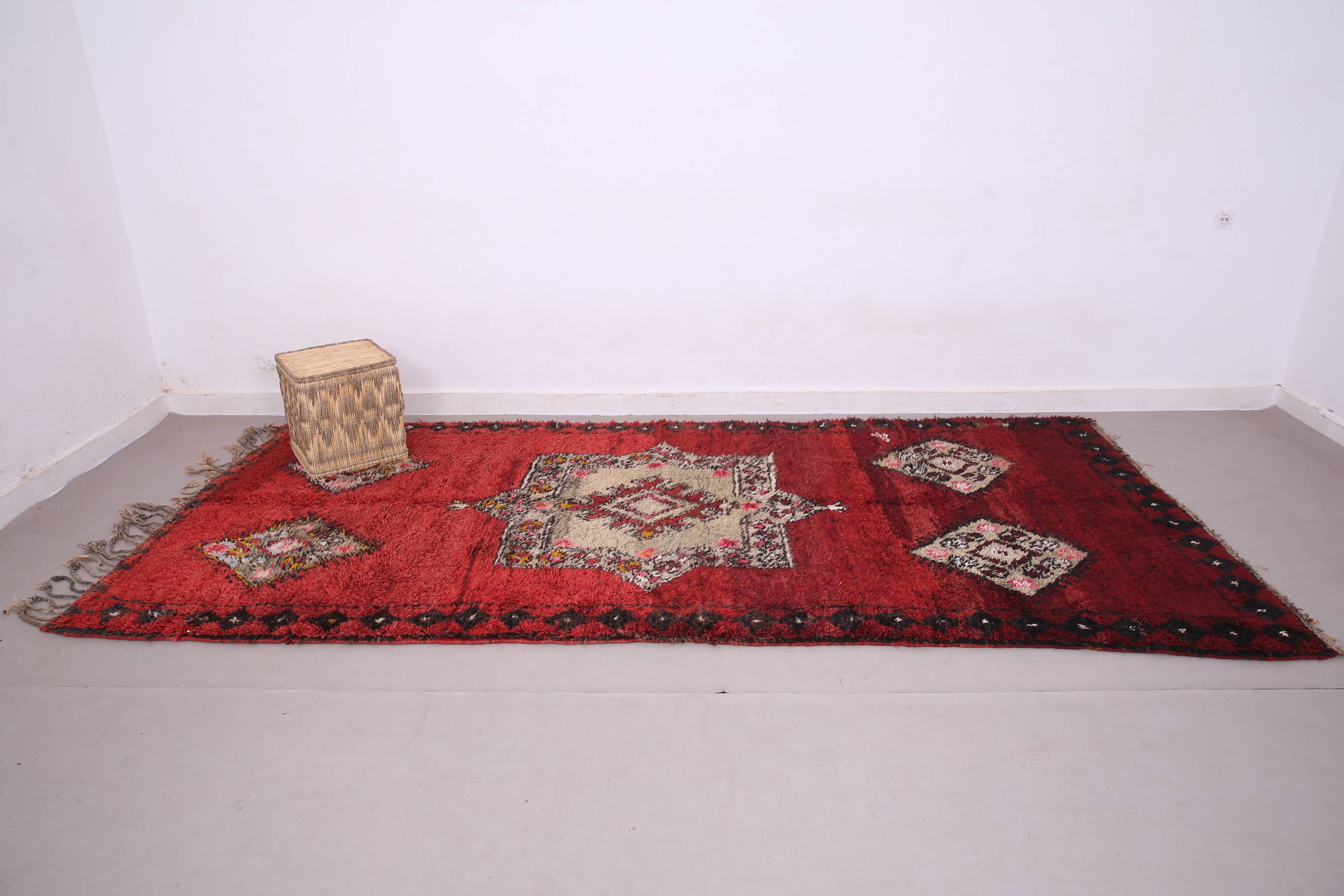 Burgundy Vintage Moroccan Rug 160 x 350 cm - Berber Wool Rug - Handmade rug
