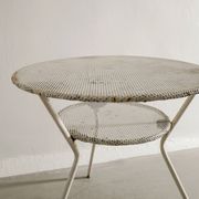 Vintage French Mid Century Round Console Table in White Metal, 1950s