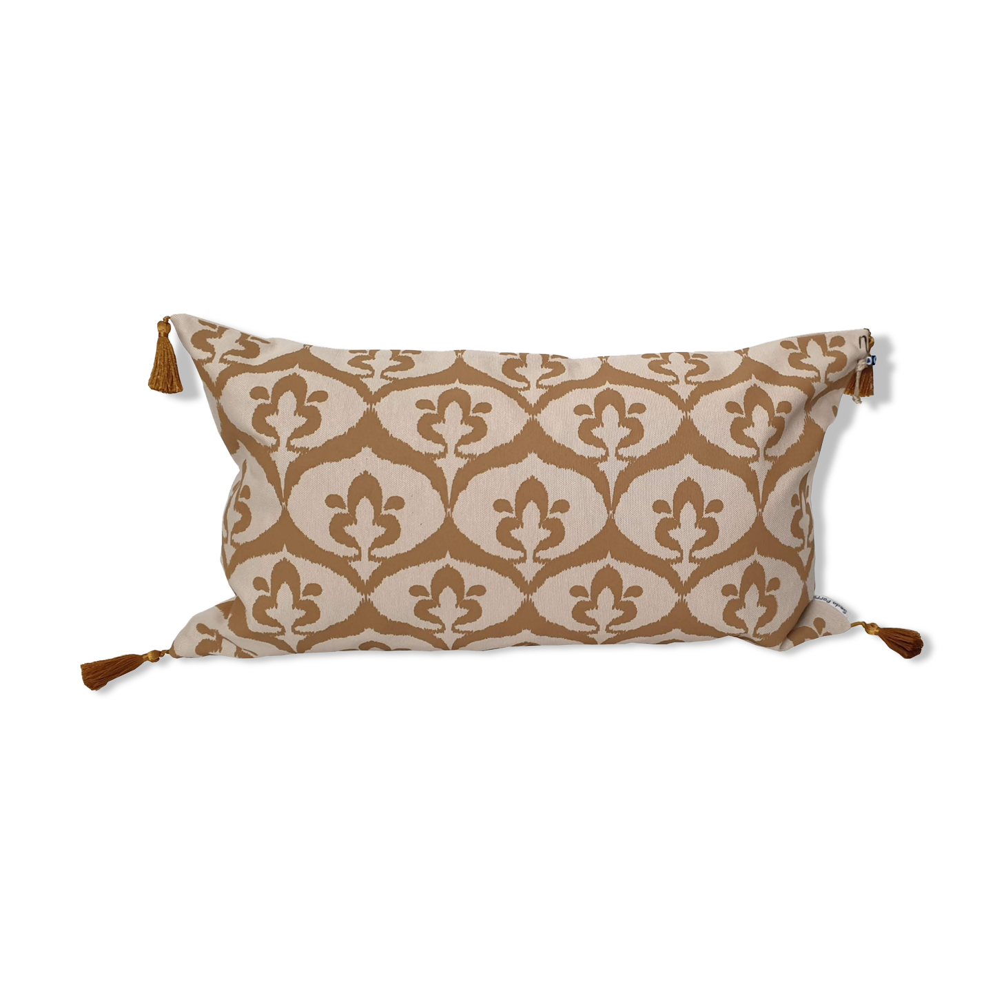 Ikat style ottoman cushion cover beige / havana ocher - 30 x 50