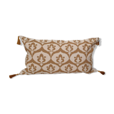 Ikat style ottoman cushion cover beige / havana ocher - 30 x 50