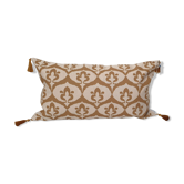 Ikat style ottoman cushion cover beige / havana ocher - 30 x 50