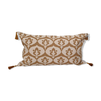 Ikat style ottoman cushion cover beige / havana ocher - 30 x 50
