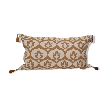 Ikat style ottoman cushion cover beige / havana ocher - 30 x 50