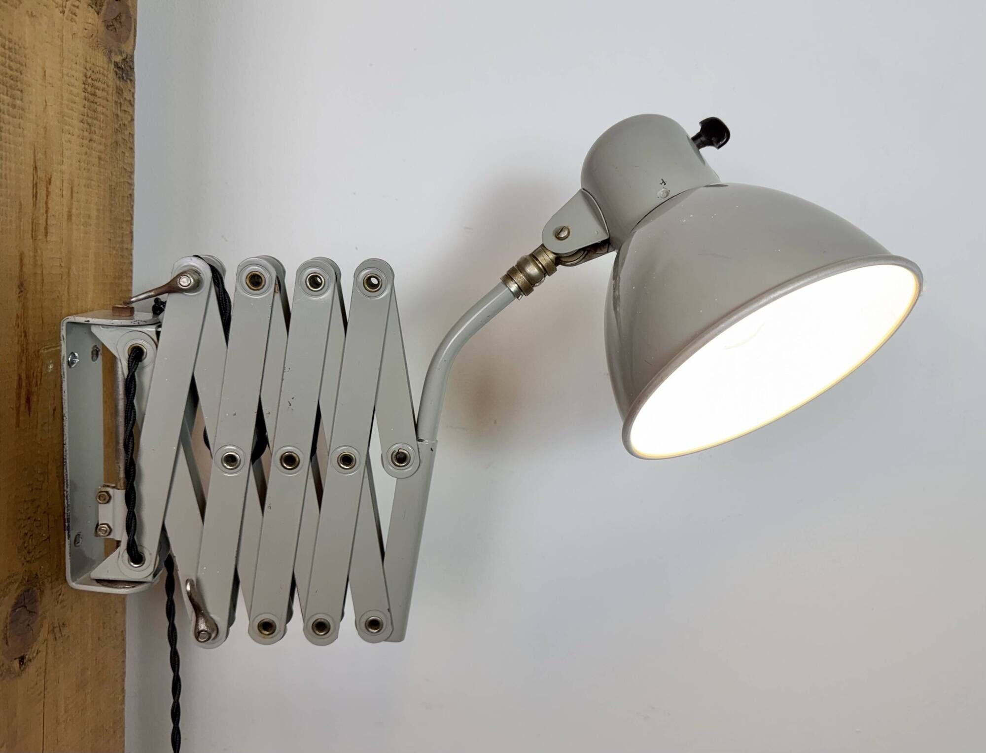 Grey Industrial Cast Iron Wall Light from Elektrosvit, 1960s