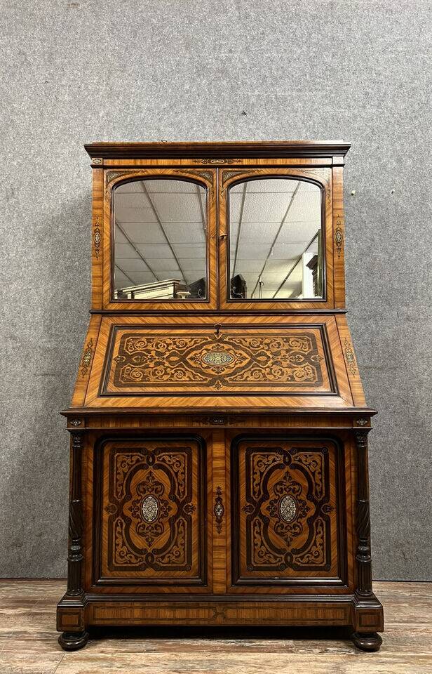 Lemarchand-Lemoine: Scriban cabinet stamped Napoleon III period in marquetry