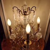 Old bronze girandole and crystal 4 fires