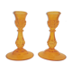 Set of 2 orange glass candle holders