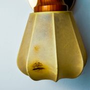 Pair of articulated "Cocoon" wall lights, resin and pine, Italy, 1970