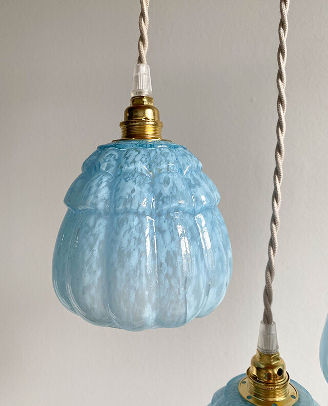 Sky blue opaline globe suspension