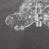 1970s Italian Chrome Plated and Glass Chandelier