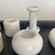 Series of 7 vintage Carrara marble candlesticks