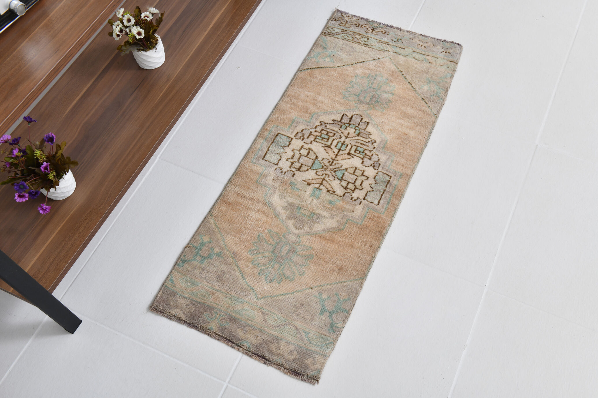 1x3 Oriental Vintage Door Mat Rug, 38x94Cm