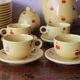 Hand-painted earthenware tea set – red apple motif
