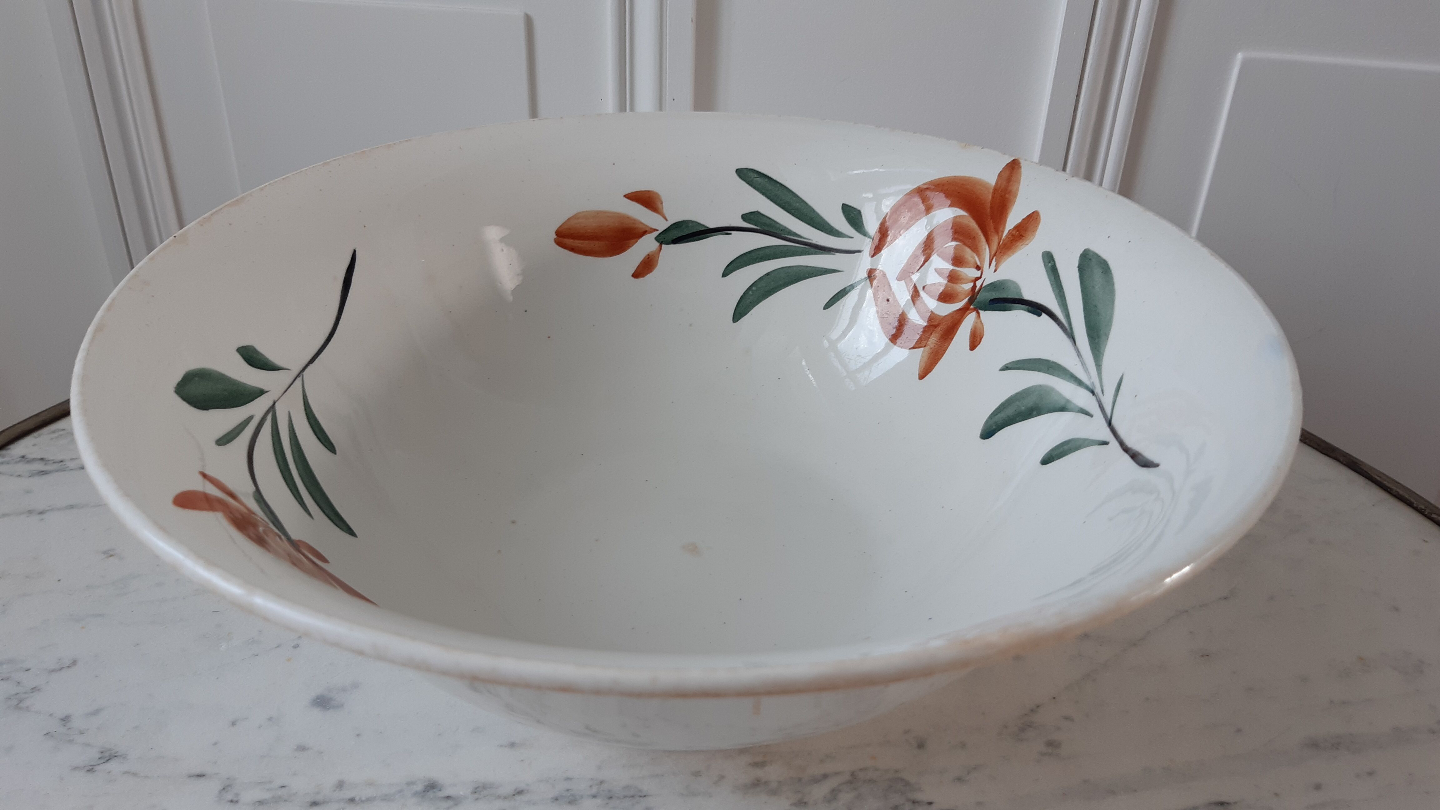 Salad bowl earthenware new Givors years 30-40