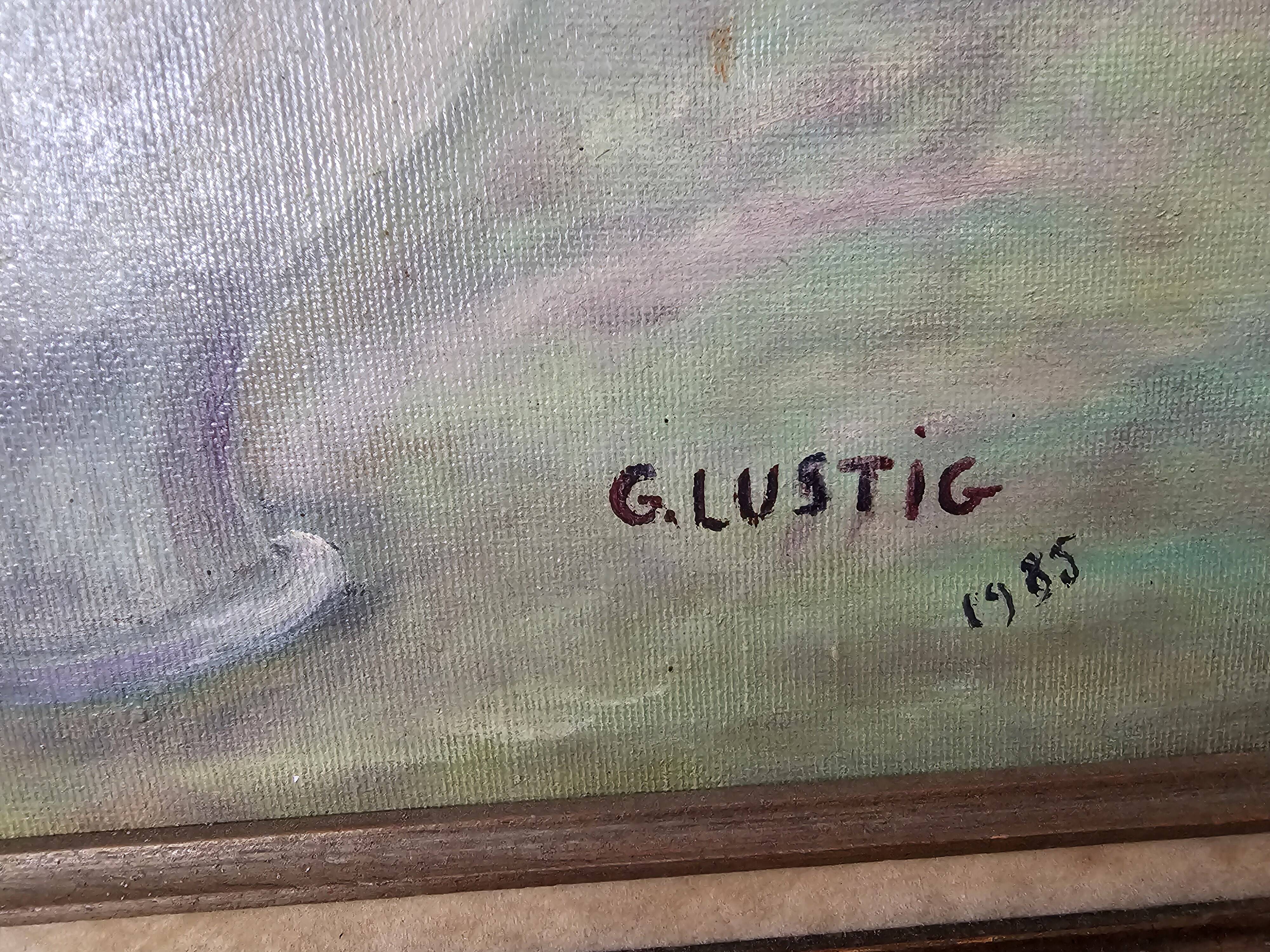 Oil on Canvas - Flower Bouquet Signed G Lustig 1985