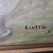 Tableau Huile sur Toile - Bouquet de fleurs Signé G Lustig 1985