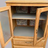 Art Deco glass-fronted Parisian buffet in raw wood