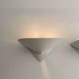 Pair of vintage wall lights, white lacquered metal, France 1970