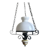 Suspension vintage en opaline et céramique