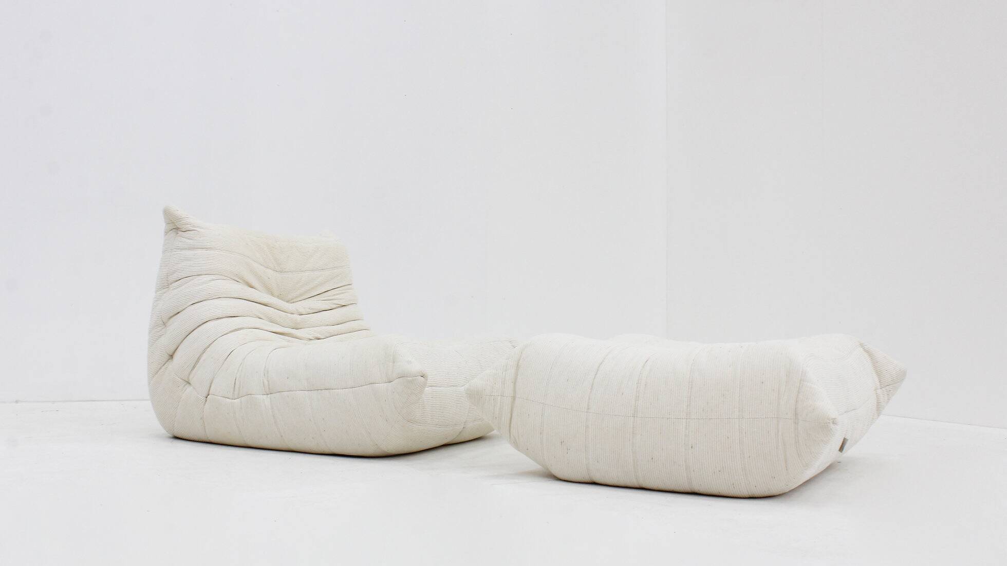 Vintage Togo chair with ottoman 1980s by Michel Ducaroy for Ligne Roset