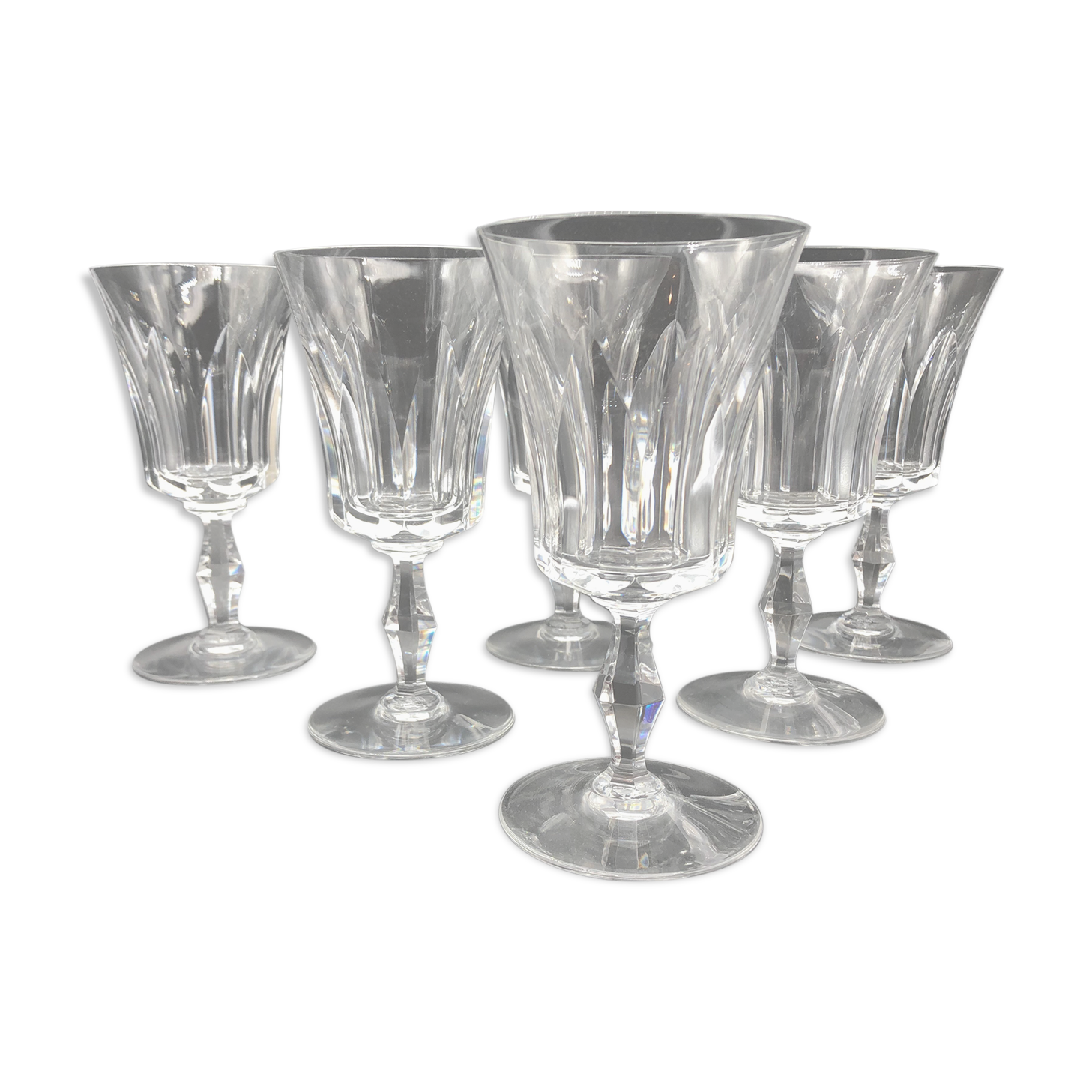 6 baccarat crystal wine glasses signed Polignac model