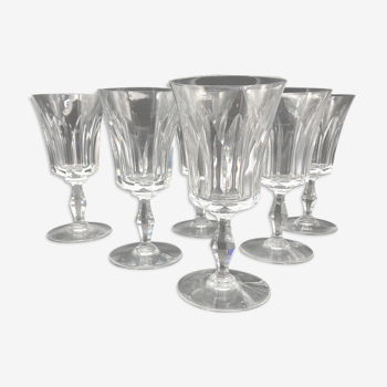 6 verres à vin en cristal de Baccarat signé modèle Polignac