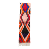 Moroccan Berber carpet Boujaad corridor with colored diamonds 294x73cm