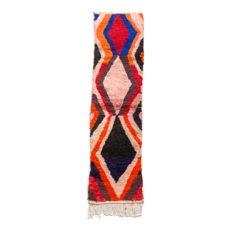 Tapis berbère marocain Boujaad couloir à losanges colorés 294x73cm