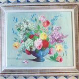 Old painting representing a bouquet of flowers