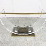Vintage lucite and brass dining table, 1970s