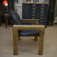 Leather and beech armchair Vintage 1970