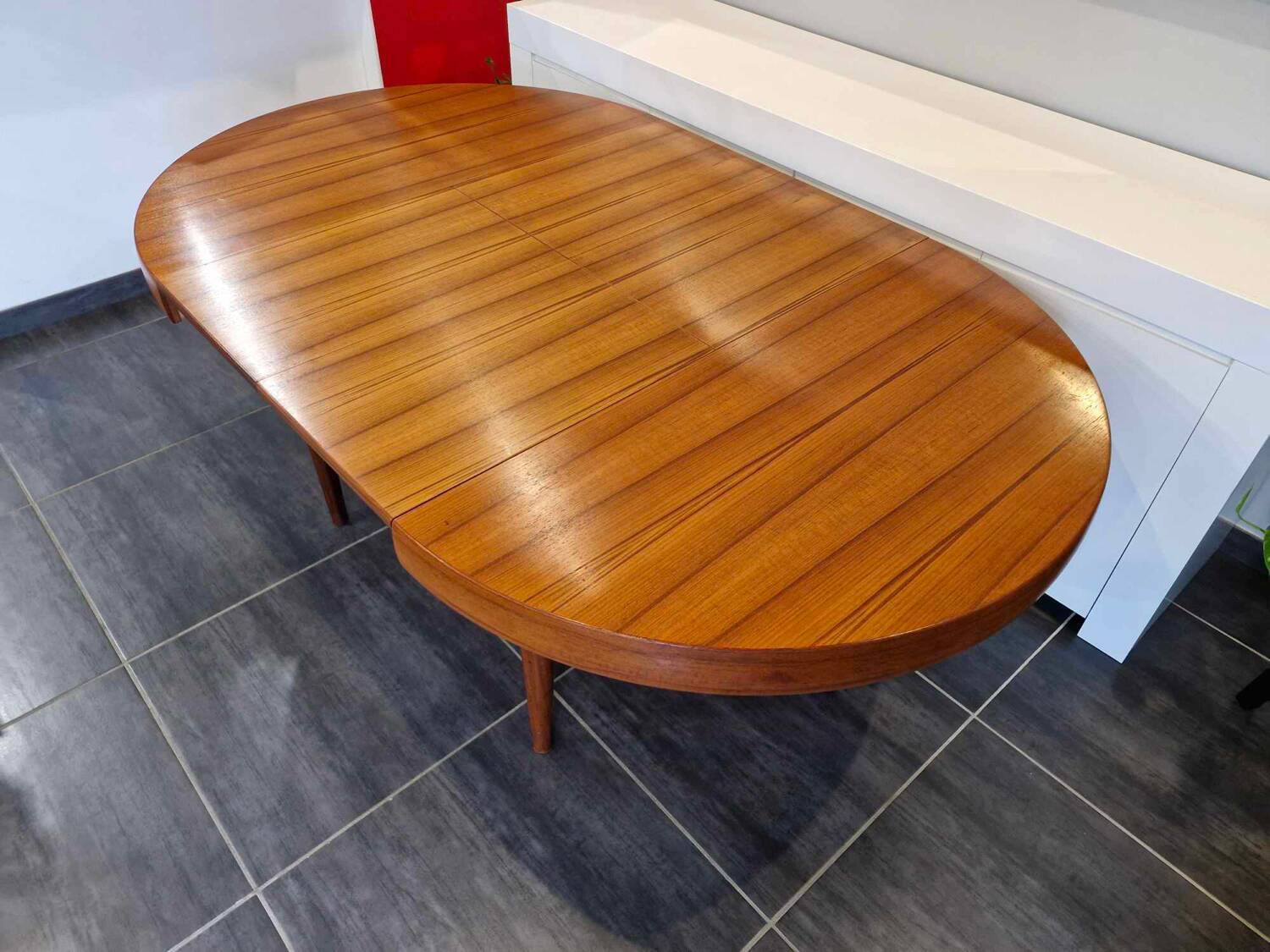 Scandinavian extendable teak round table, 1960s