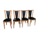 Four vintage beech and skai chairs