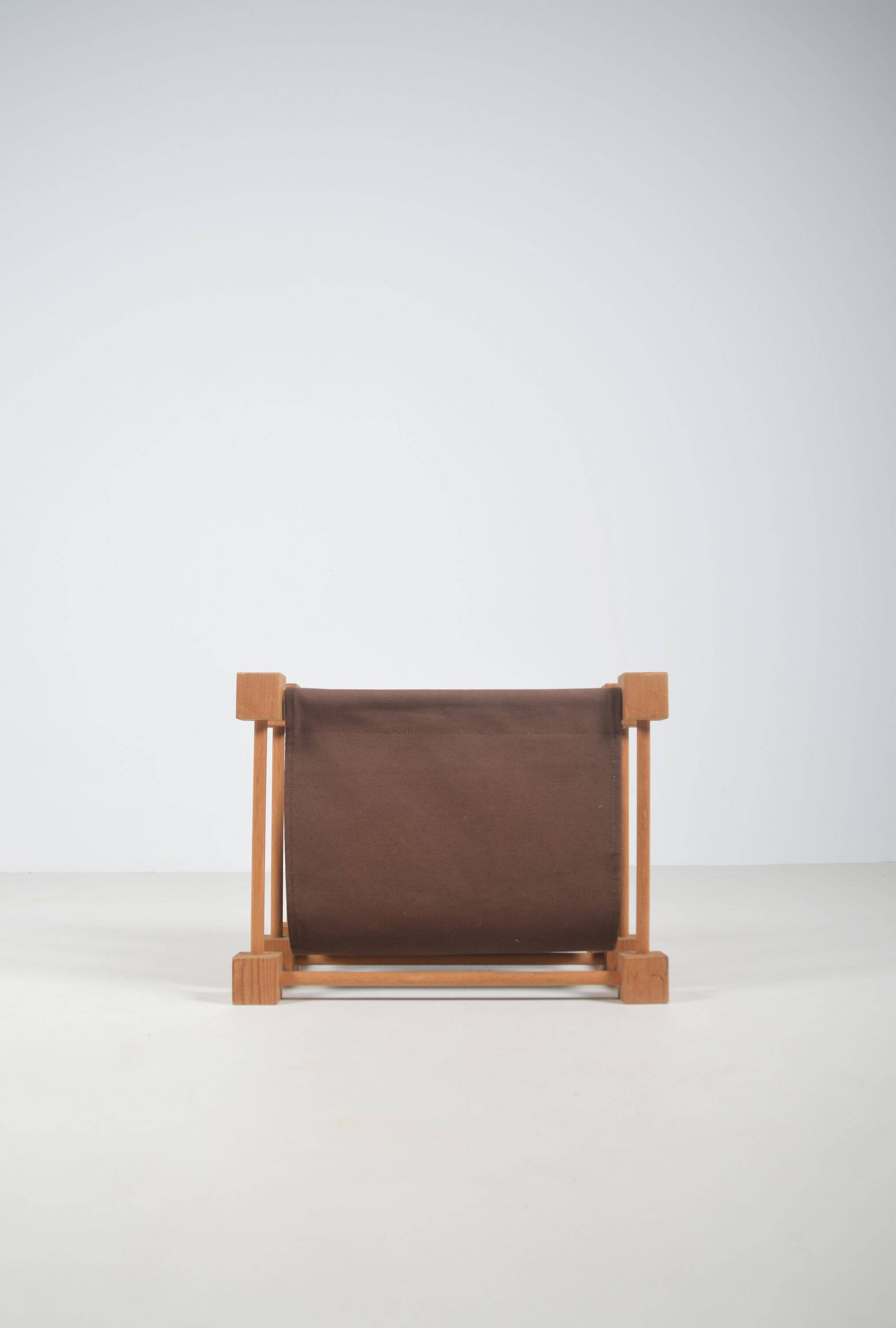 Double magazine holder in wood with linen, 1960s