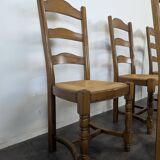 Set of 6 straw-seated chairs