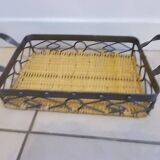 Wicker and iron serving tray