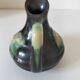 Ceramic pitcher Thulin Belgium flamed green black enamel