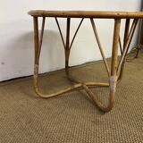 Small round vintage rattan table