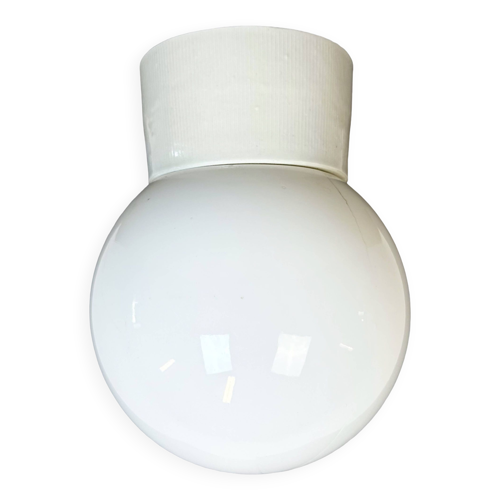 Vintage White Porcelain Ceiling Light with Milk Glass, 1960s